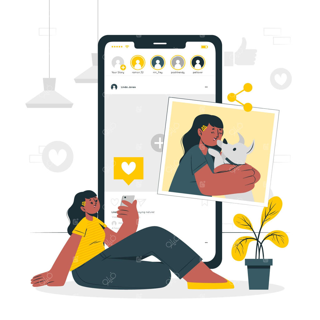 تصویرسازی مفهوم اشتراک‌گذاری عکس