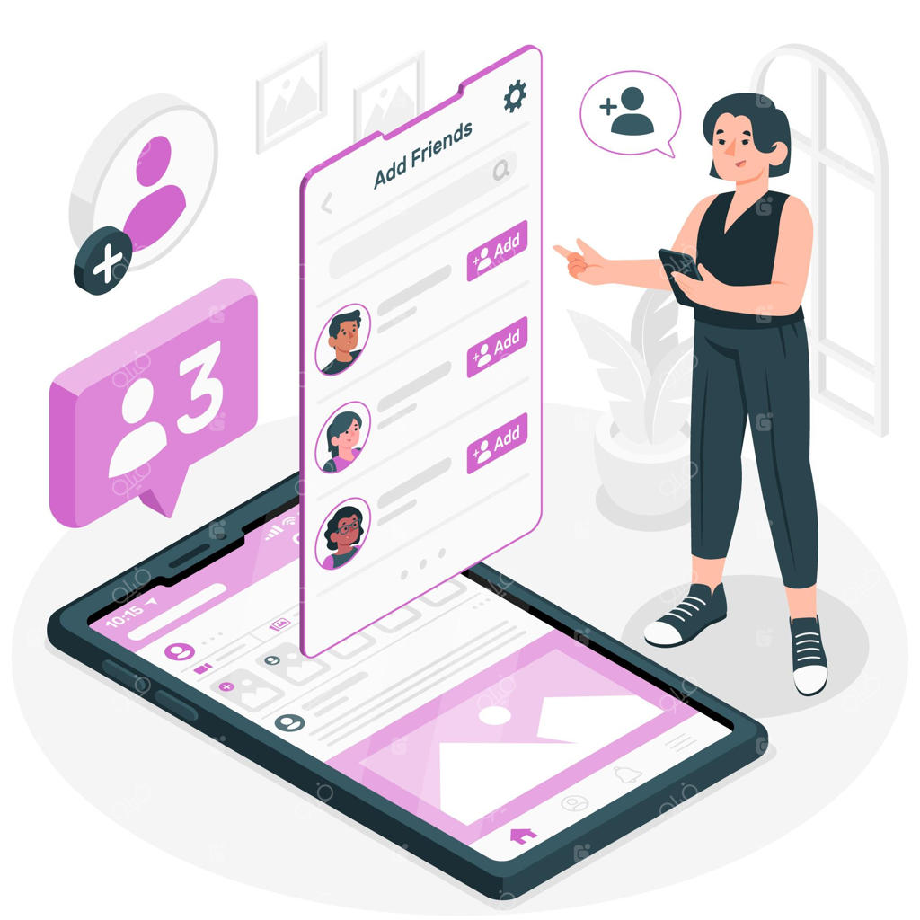 تصویر مفهومی افزودن دوستان