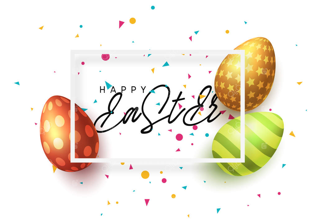 کارت تبریک عید پاک: قاب سفید با متن دست‌نویس و تخم‌مرغ‌های رنگارنگ. پس‌زمینه روشن با کاغذ رنگی جشن. تصویر وکتوری