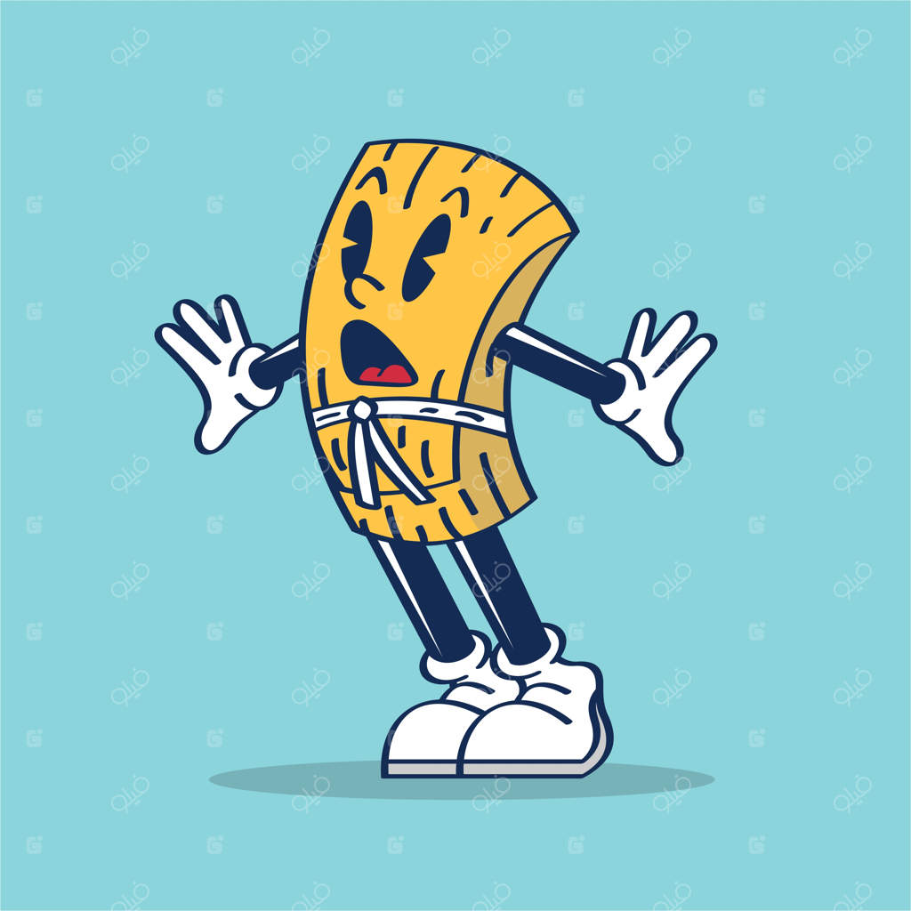 تصویر دستی از یک تامال کارتونی با چهره‌ای متعجب