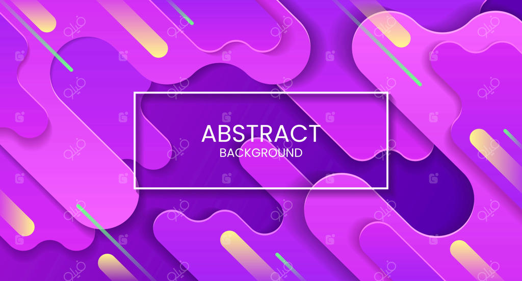 پس‌زمینه انتزاعی بنفش با نوارهای مورب زرد و سبز