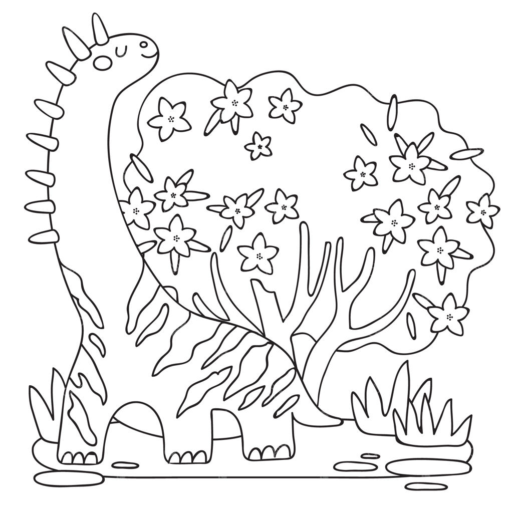 تصویرسازی دستی دایناسور برای کتاب رنگ‌آمیزی