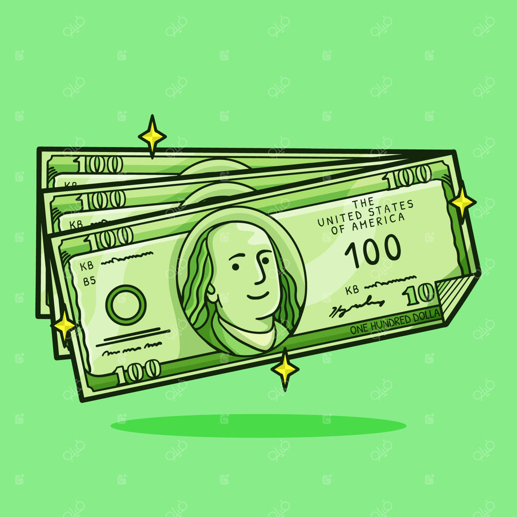 تصویر کارتونی صد دلاری دست‌کشیده