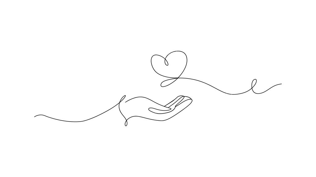 نقاشی خطی مینیمالیستی و عاشقانه دست و قلب، برداری و پیوسته