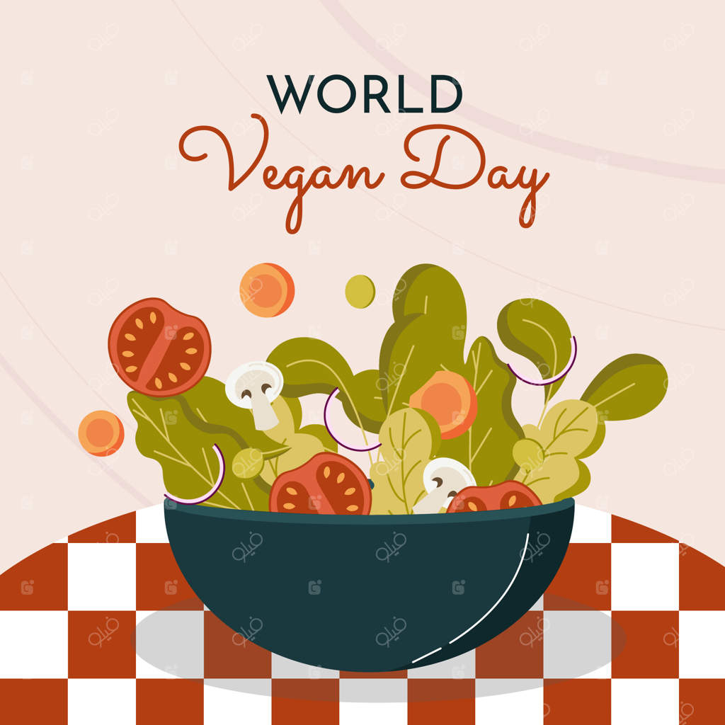 تصویرسازی تخت برای جشن روز جهانی وگان