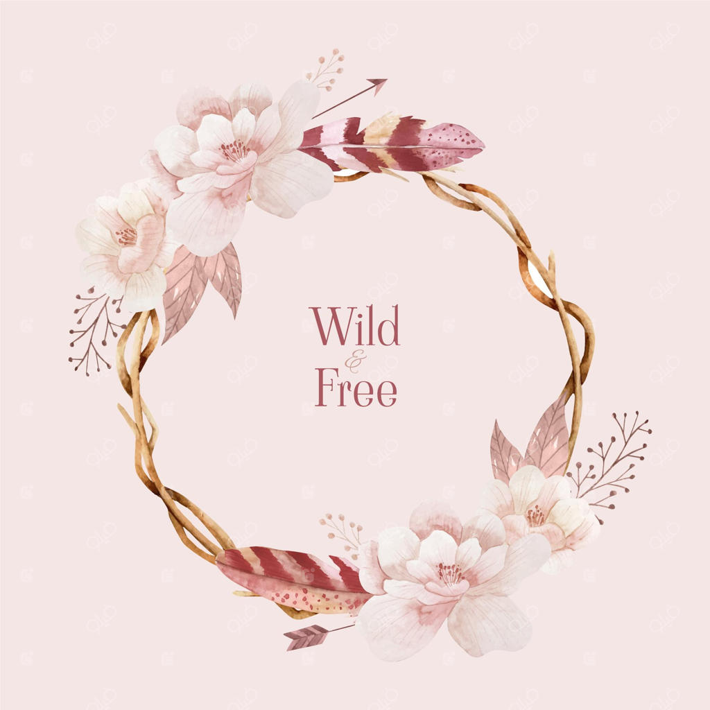 قاب آبرنگی بوهو نقاشی شده با دست