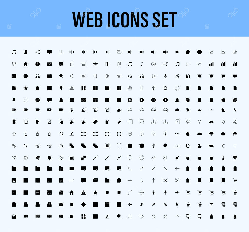 مجموعه بزرگ و متنوع آیکون‌های خطی وب برای طراحی دیجیتال