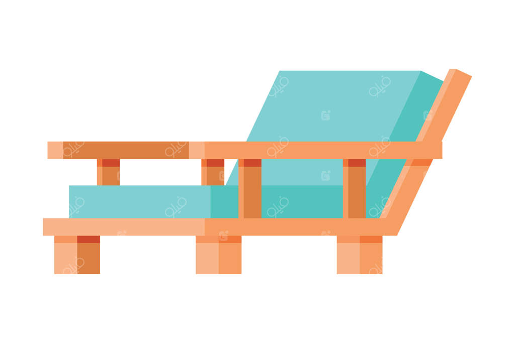 تصویرسازی تخت راحتی، طراحی مدرن مبلمان باغ یا ساحل