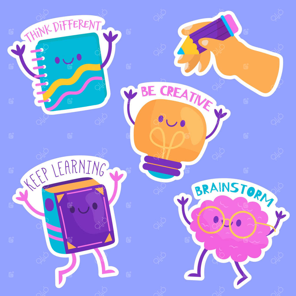 مجموعه‌ خلاقیت رنگارنگ و مسطح