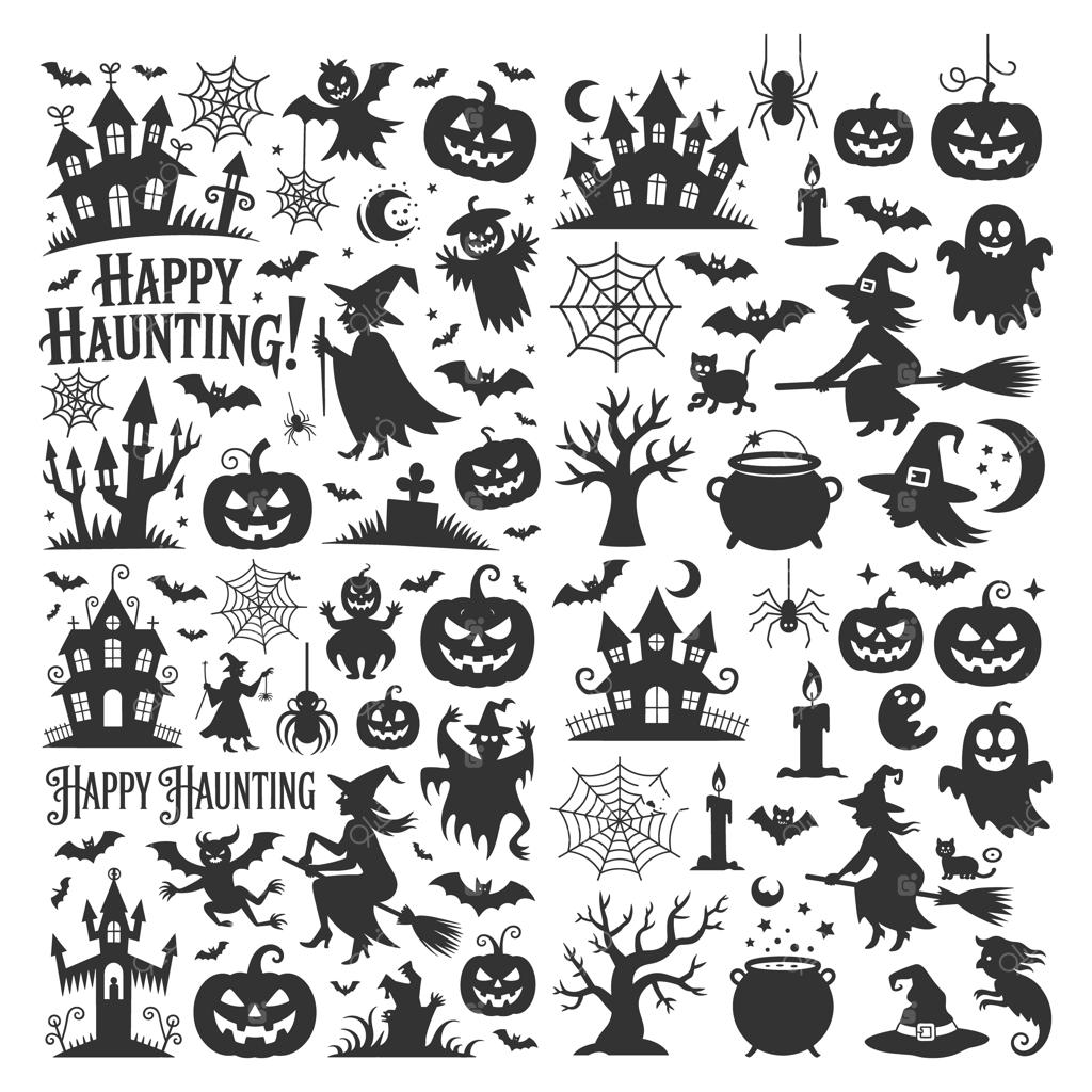 مجموعه سیلوئت‌های ترسناک هالووین برای تزیینات جشن