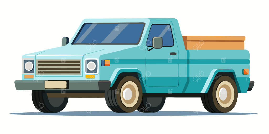 تصویری از یک کامیون آبی با در باز