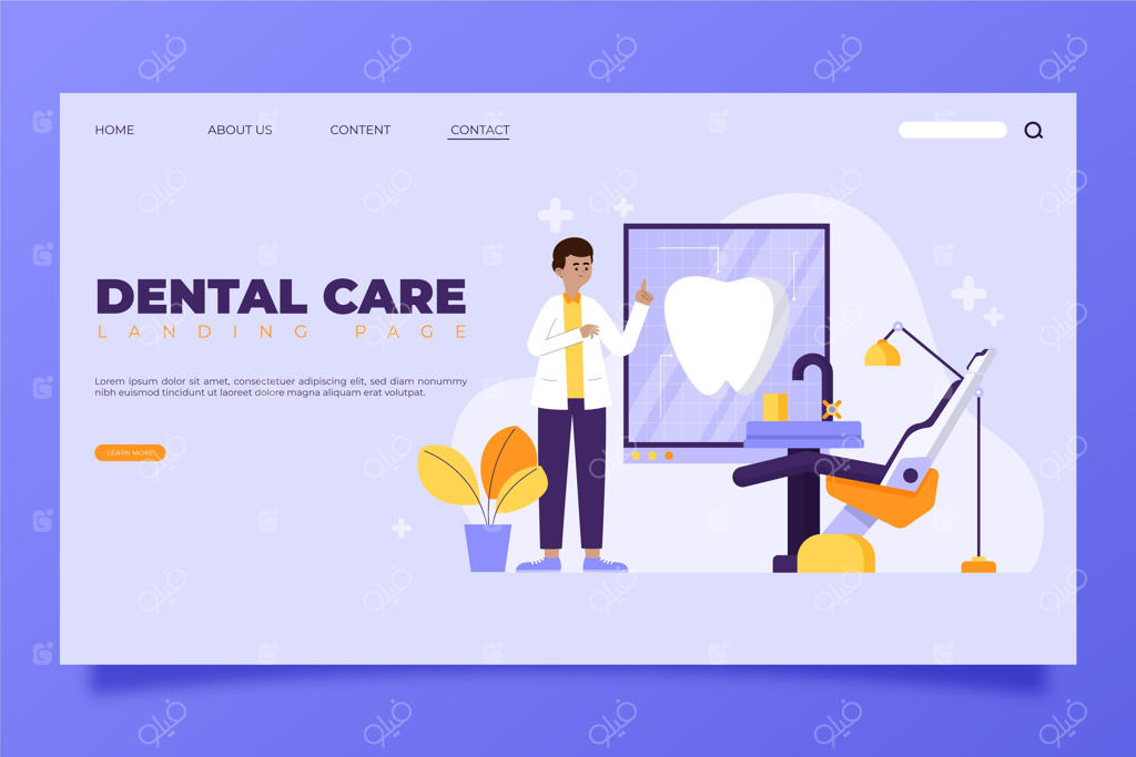 قالب صفحه فرود دندانپزشکی با طراحی تخت