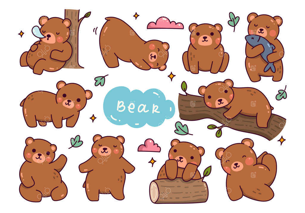 مجموعه طراحی کارتونی خرس بامزه