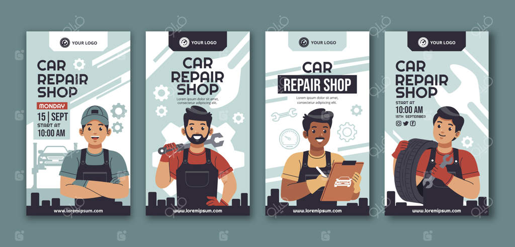 مجموعه استوری‌های اینستاگرام خدمات تعمیرگاه خودرو تخت