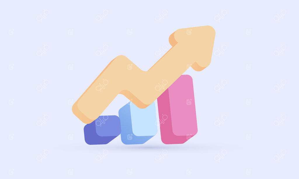 طراحی آیکون سه‌بعدی برای جستجوی نمودار، اعلانات، و امور مالی