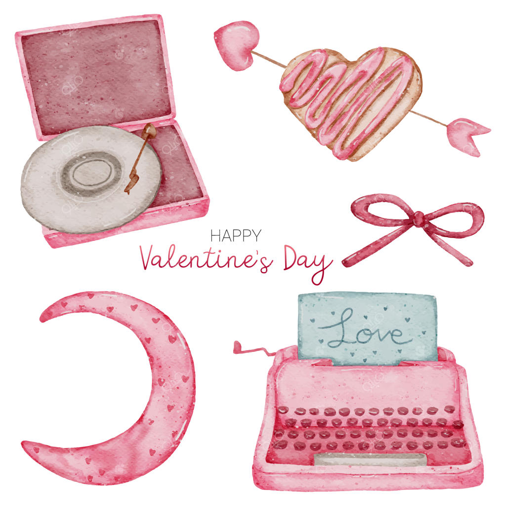 مجموعه عناصر آبرنگی ولنتاین