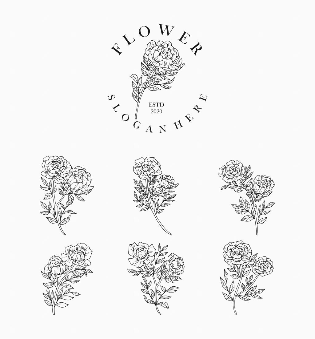 مجموعه‌ای از گل‌ها و برگ‌های طبیعی