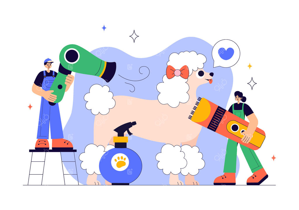 تصویرسازی از اسپا حیوانات خانگی برای مراقبت از سگ و گربه