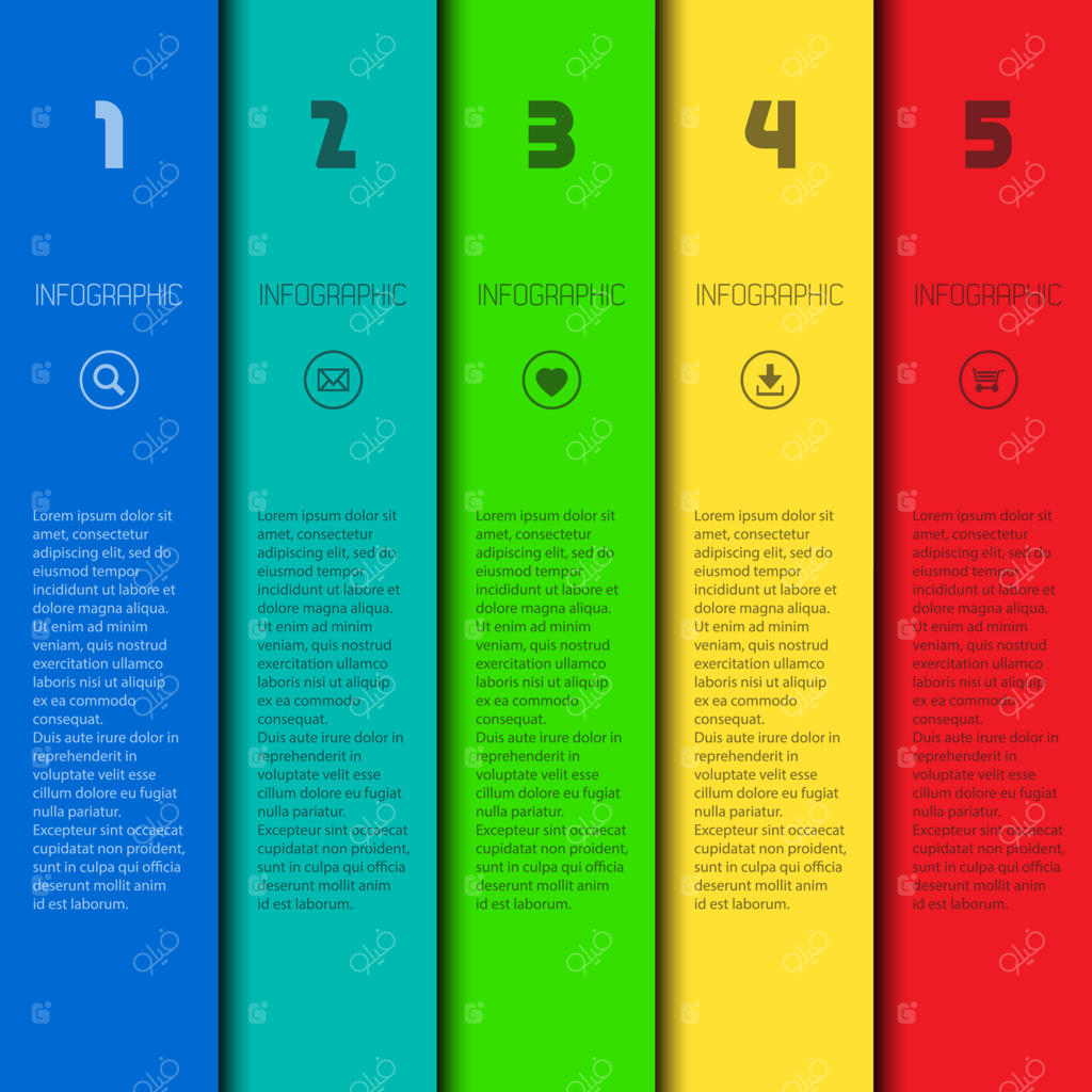 قالب اینفوگرافیک رنگارنگ با فضای مناسب برای محتوای شما، طراحی وب، بنرها، اپلیکیشن‌ها و عناصر گرافیکی