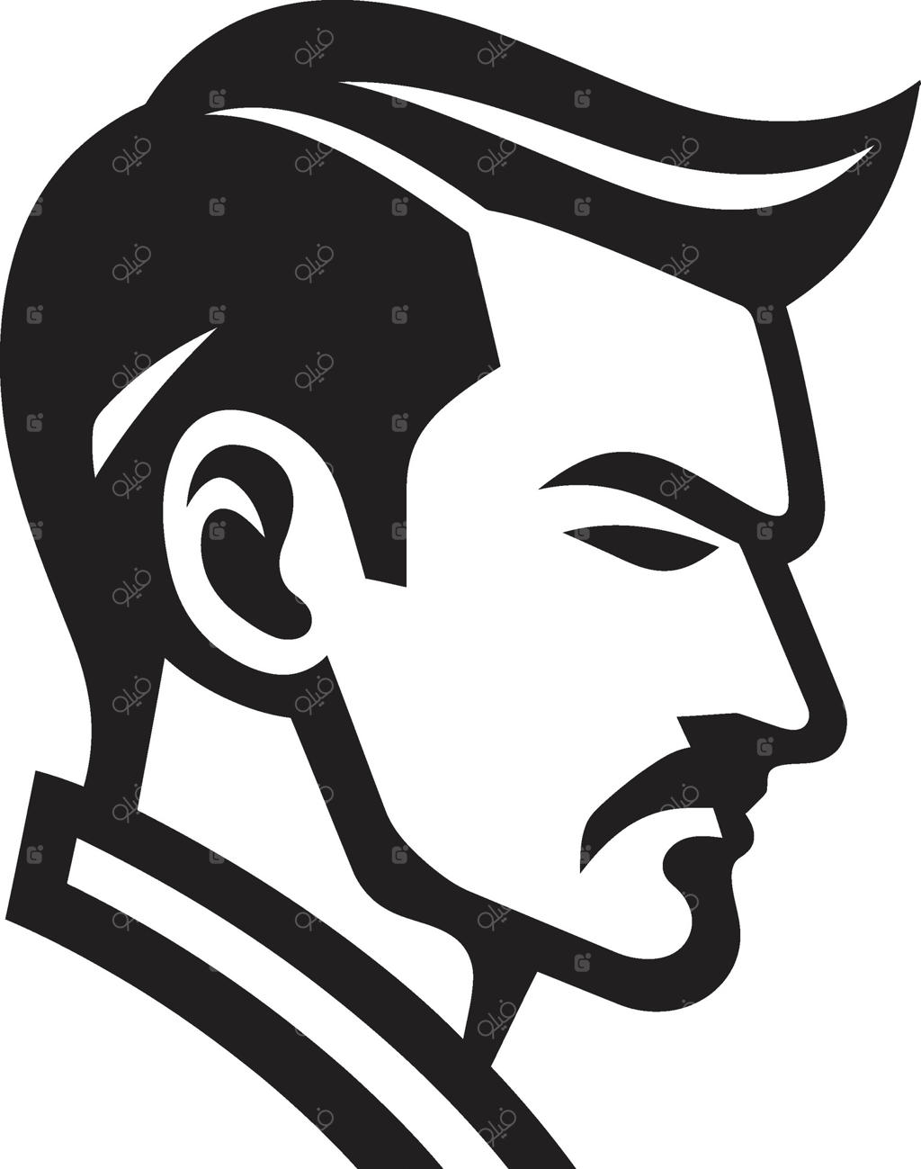 آیکون متوازن چهره مردانه: نماد تقارن جذاب برای طراحی لوگو با استایل منحصربه‌فرد و ظاهر شیک