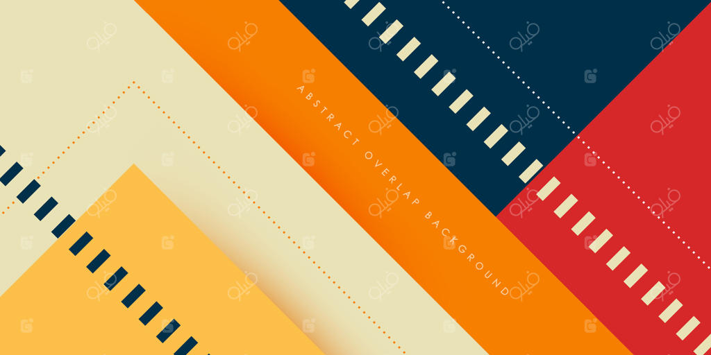 پس‌زمینه مدرن با رنگ‌های قرمز، نارنجی و آبی و طرح مربع و خطوط. تصویر رنگارنگ با پترن تداخل روی پس‌زمینه. طراحی هوشمندانه برای تبلیغات شما. EPS10