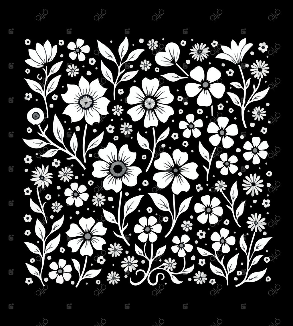 طرح سیاه و سفید با پس‌زمینه مشکی