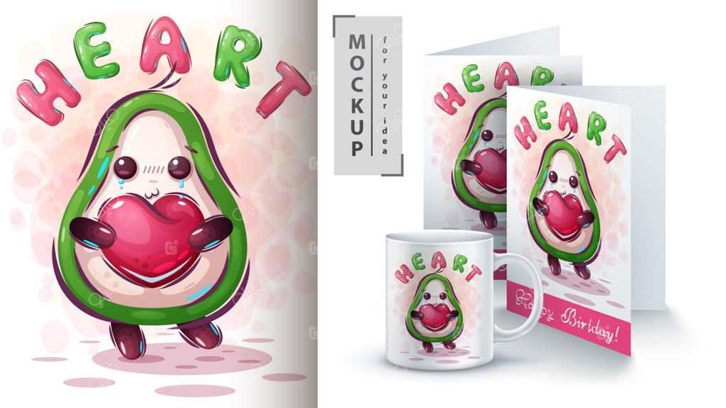 پوستر آووکادو با قلب در دست