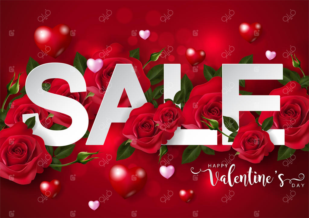 قالب‌های کارت تبریک روز ولنتاین با گل رز و قلب‌های زیبا در پس‌زمینه رنگین.