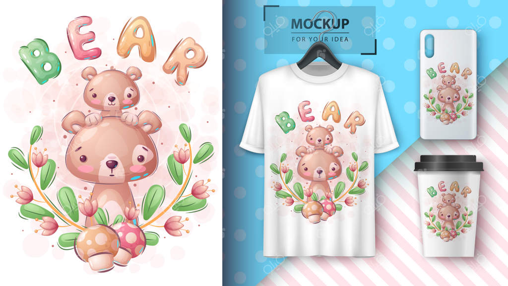 شخصیت کارتونی: خرس بامزه در بوته‌ها