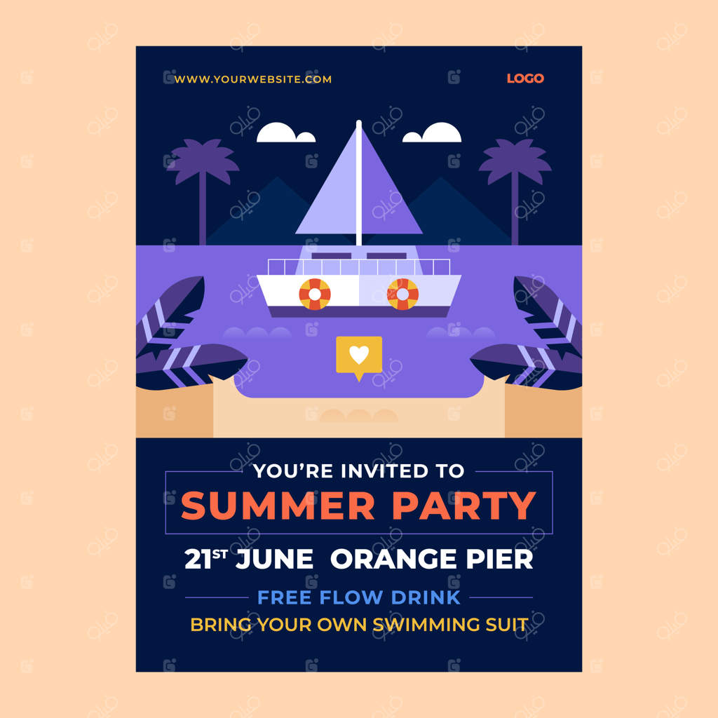 پترن دعوت‌نامه جشن تابستانی در فضای باز