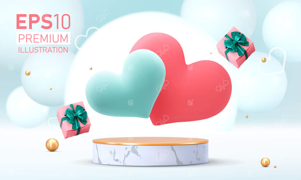 سکوی نمایش محصولات برای روز ولنتاین با تزئینات ویژه