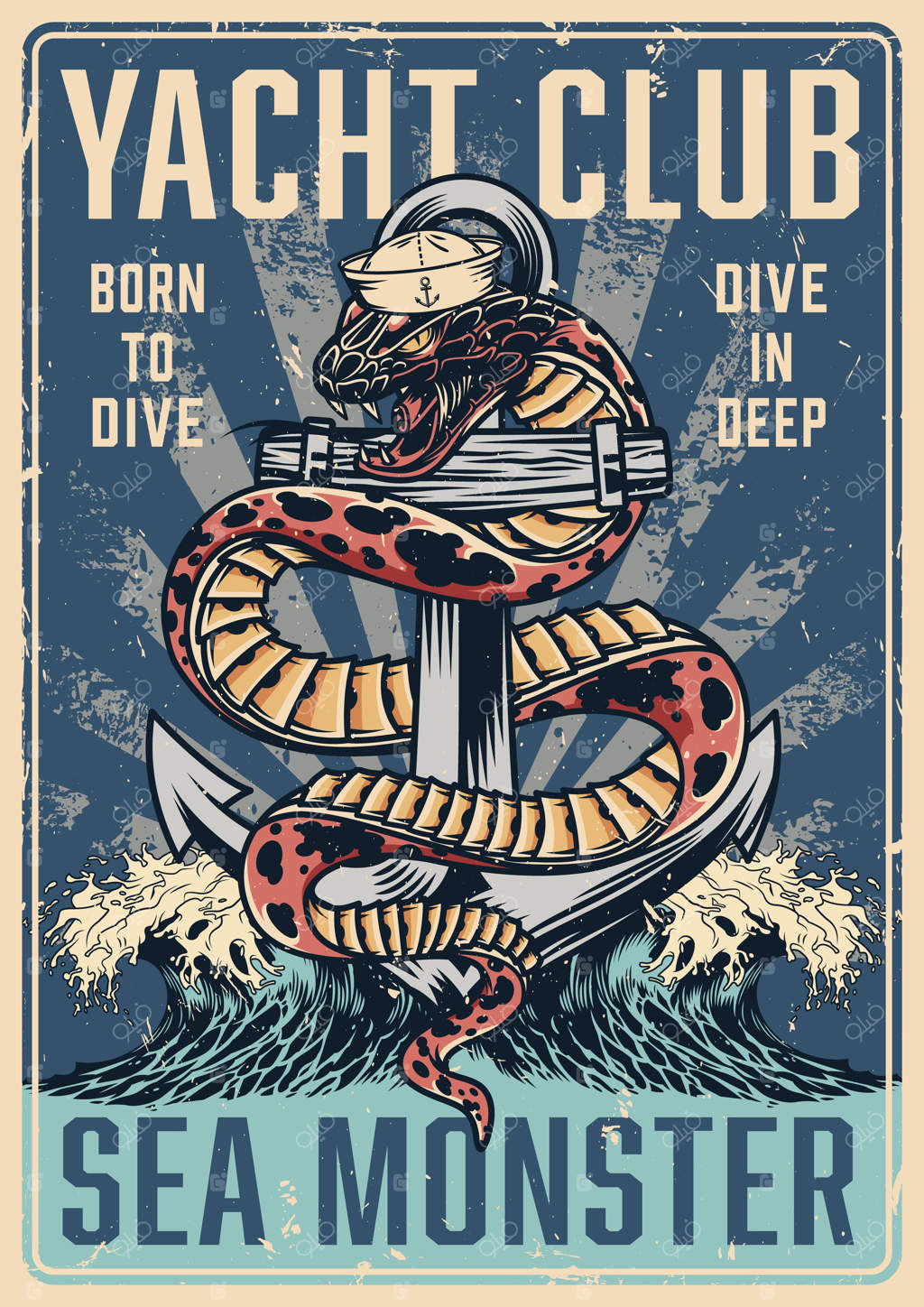 پوستر رنگارنگ وینتیج دریانوردی