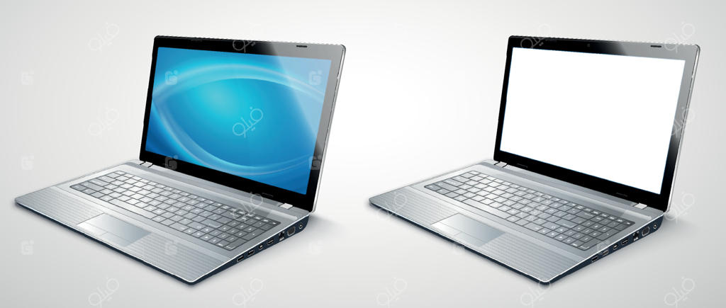 الگوی لپ‌تاپ مدرن و واقعی برای ارائه‌ها به صورت وکتور