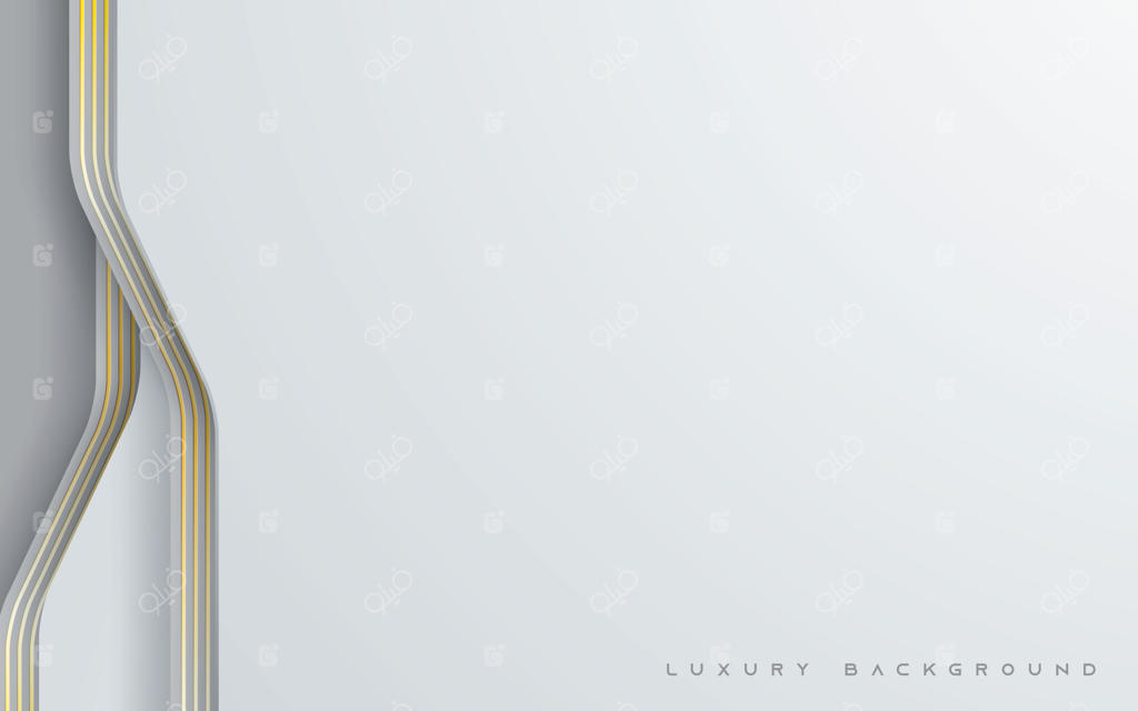 پس‌زمینه سفید سه بعدی و لوکس با خطوط طلایی