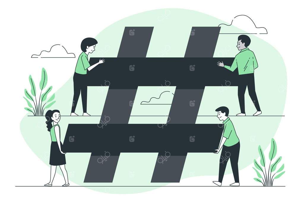 تصویرسازی مفهوم ساخت هشتگ