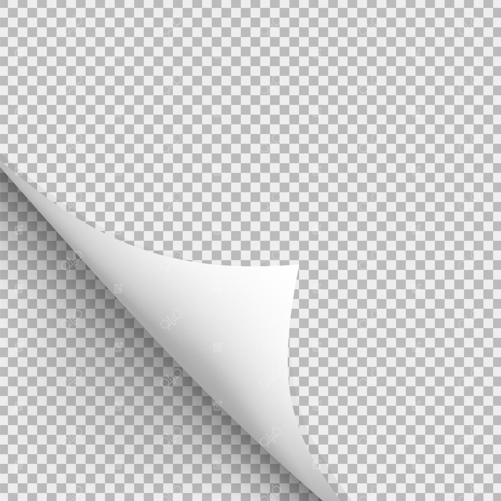 گوشه تا شده کاغذ با سایه در پس‌زمینه شفاف.