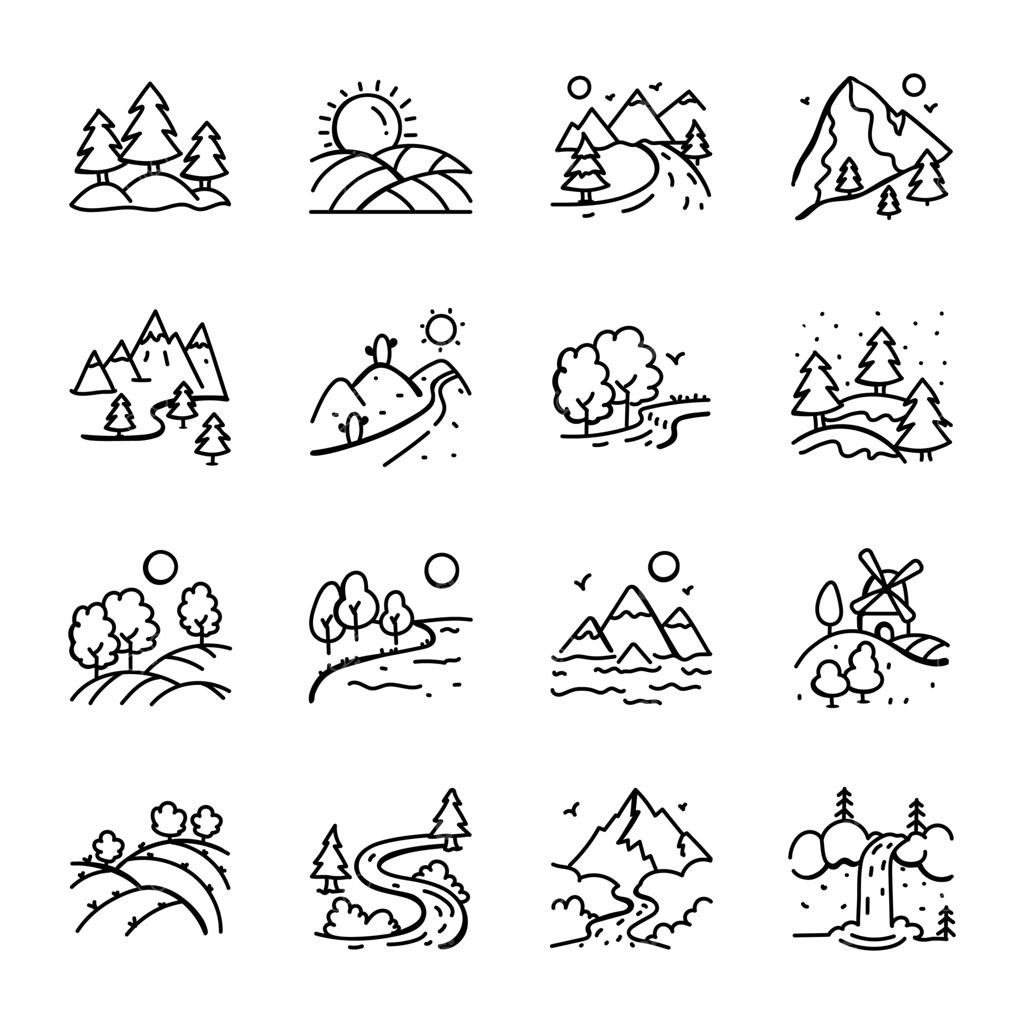 ۱۶ طرح دستی و خطی مناظر طبیعت