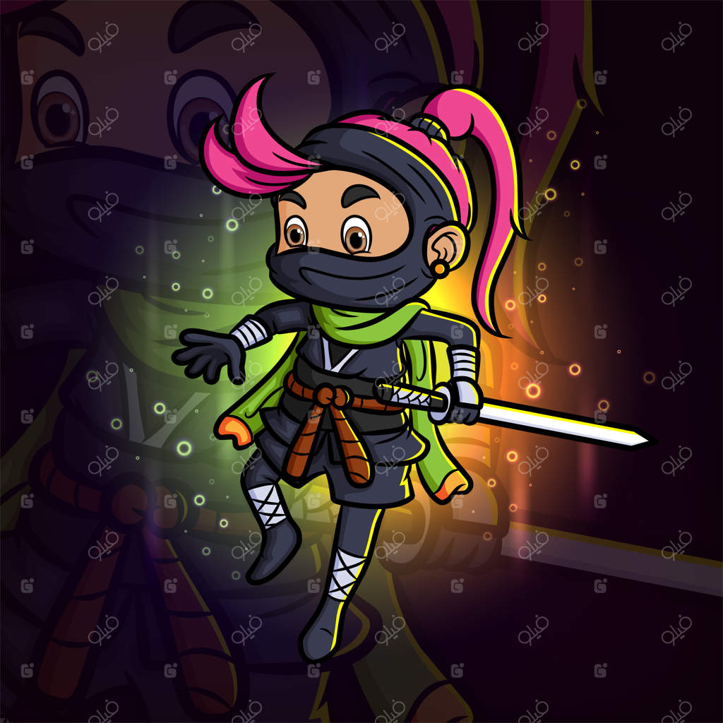 دختر نینجای شهری با طراحی لوگوی ماسکوت کاتانا در دنیای ورزش‌های الکترونیک