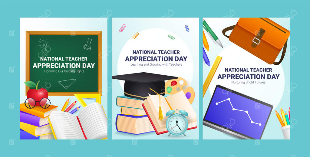 مجموعه کارت تبریک روز ملی قدردانی از معلمان با طرح گرادیان