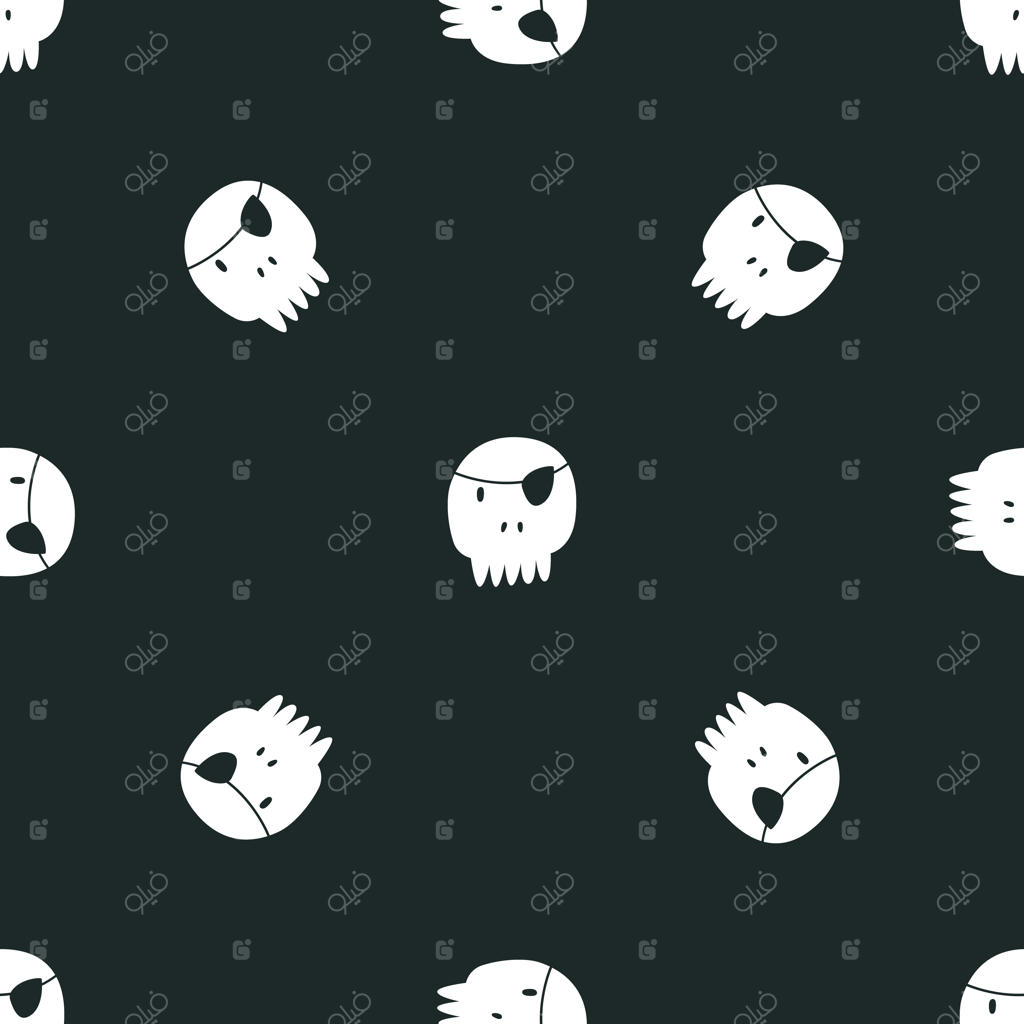 الگوی یکپارچه وکتور با نماد جمجمه دزدان دریایی