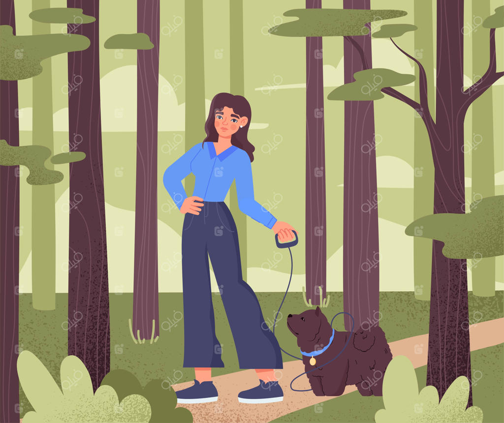 زن و حیوان در جنگل