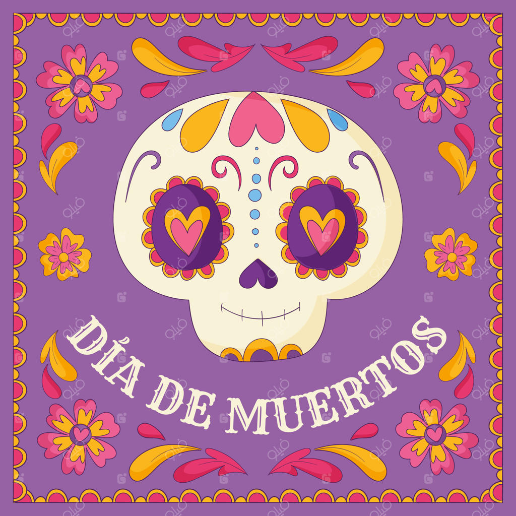 تصویر سازی دست‌کشیده برای جشن روز مردگان مکزیکی