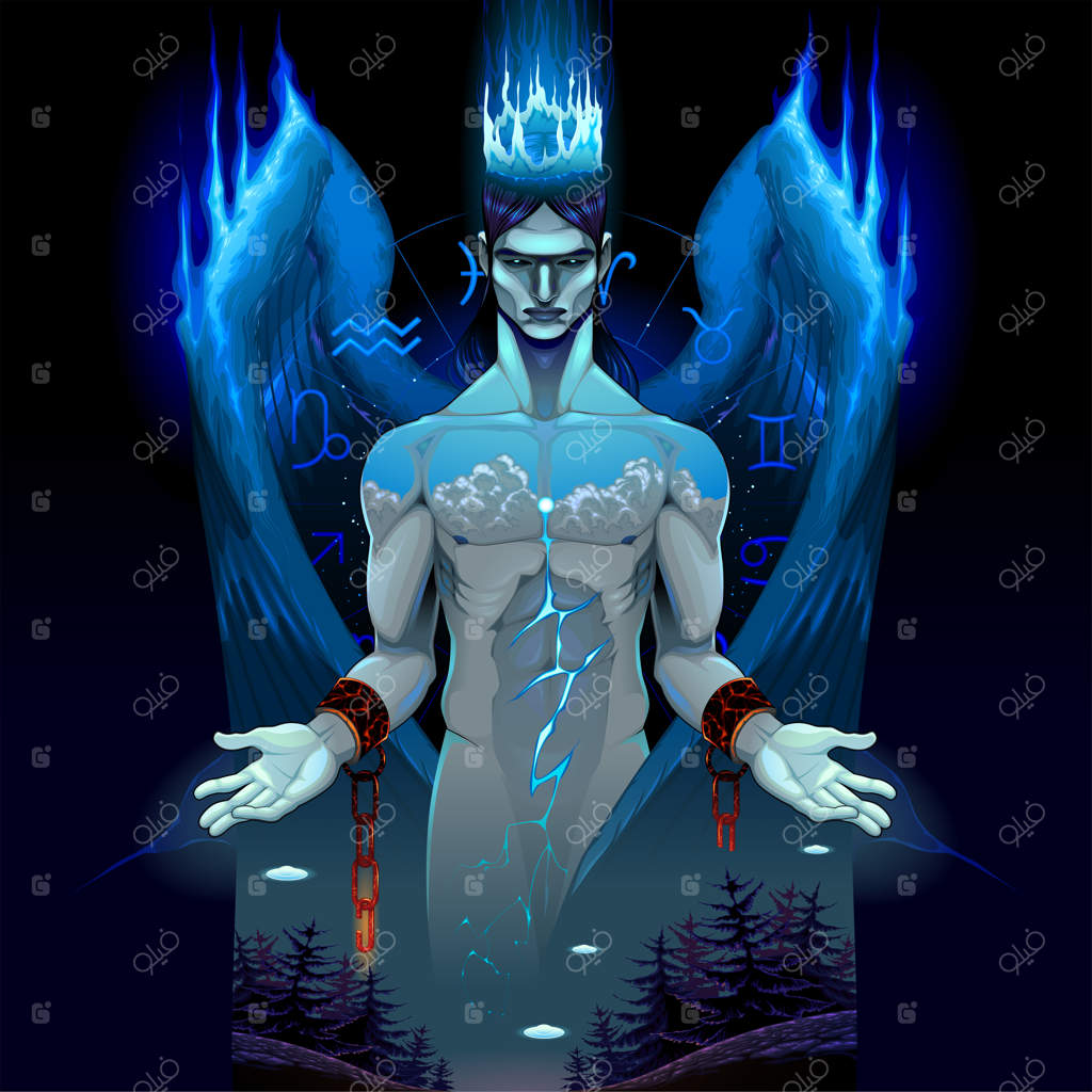 تصویری از فرشته‌ای با زنجیرهای تاریک