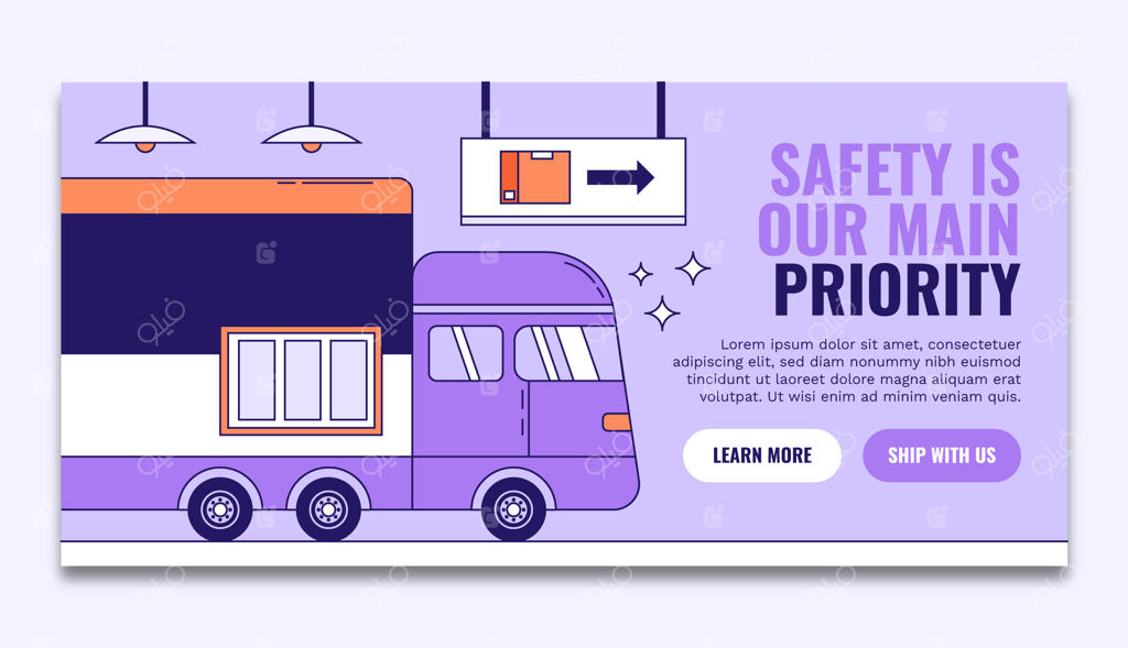 بنر افقی ترسیم دستی حمل و نقل و لجستیک