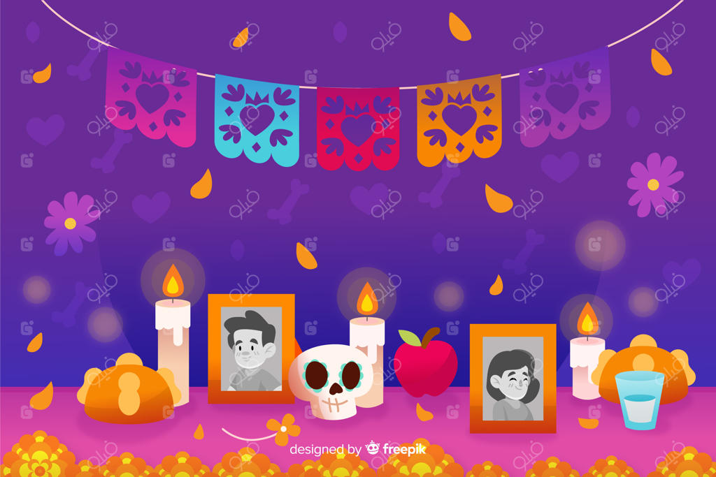 طرح روز مردگان با پس‌زمینه نقاشی دستی