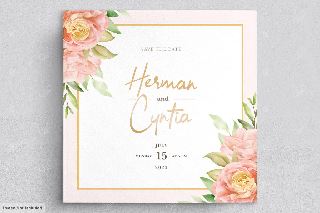 مجموعه کارت دعوت بهاری با طرح گل‌های آبرنگی