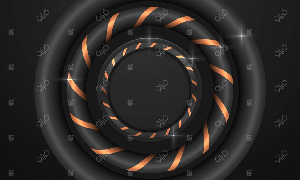 پس‌زمینه لوکس مشکی با عناصر قاب دایره‌ای