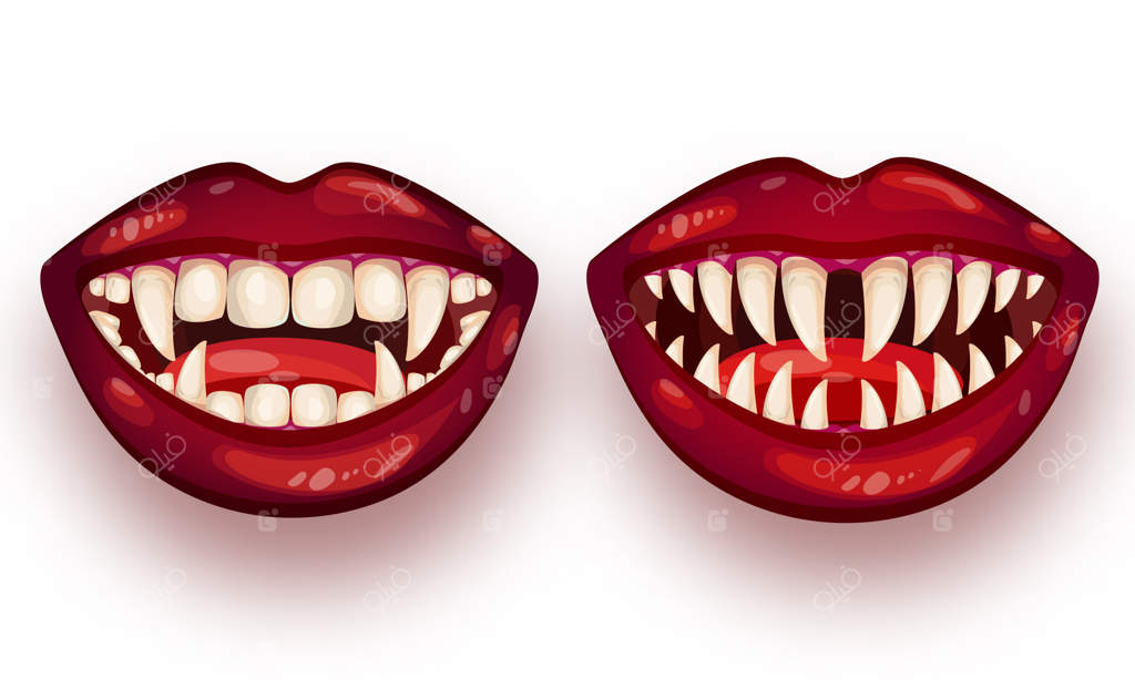 مجموعه‌ای از دهان‌های هیولا روی زمینه سفید.