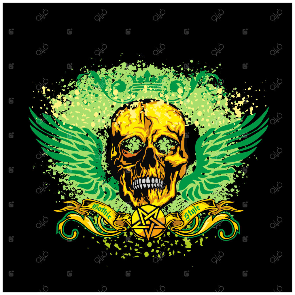 طرح تیشرت‌های وینتج گوتیک با جمجمه و بال‌ها