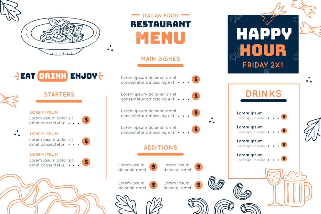 قالب منوی دیجیتال رستوران